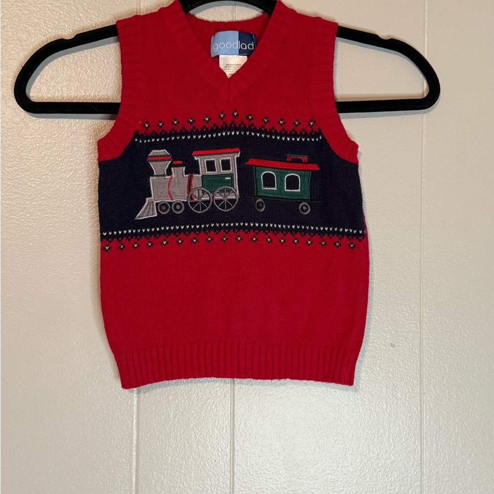 Good Lad Boys Size 3T Vest Christmas Holiday Train Engine Choo Caboose Railroad